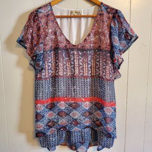 Flirty Live and Let Live Top with Bling, Size XL